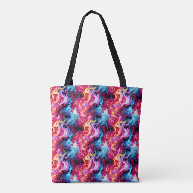 Vibrant Abstract Fluid Art Wrapping Paper Tote Bag (Back)