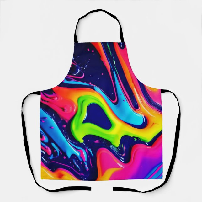 Vibrant Abstract Fluid Splashes Apron (Front)
