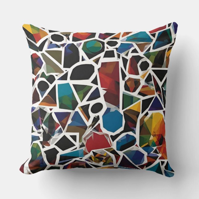 Vibrant Abstract Geometric Artwork Cushion (Front)