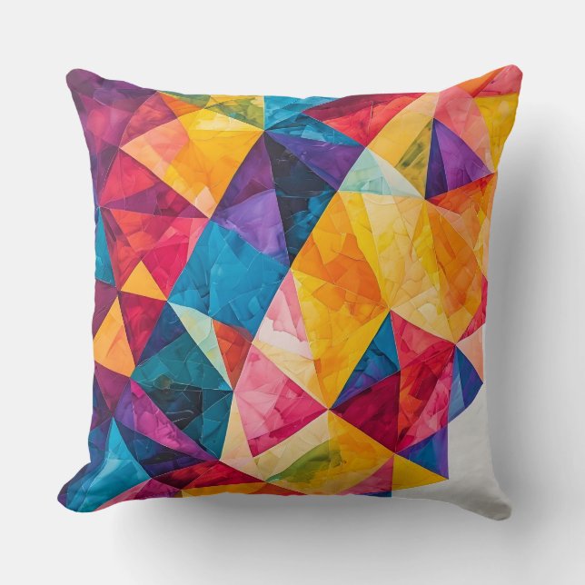 Vibrant Abstract Geometric Artwork Cushion (Front)