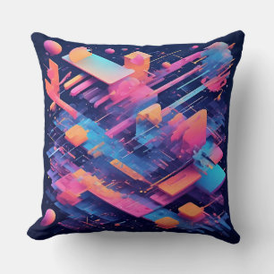 Vibrant Abstract Geometric Composition Cushion