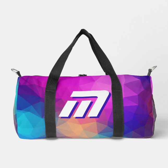 Vibrant Abstract Geometric Custom Monogram Sporty Duffle Bag (Front)