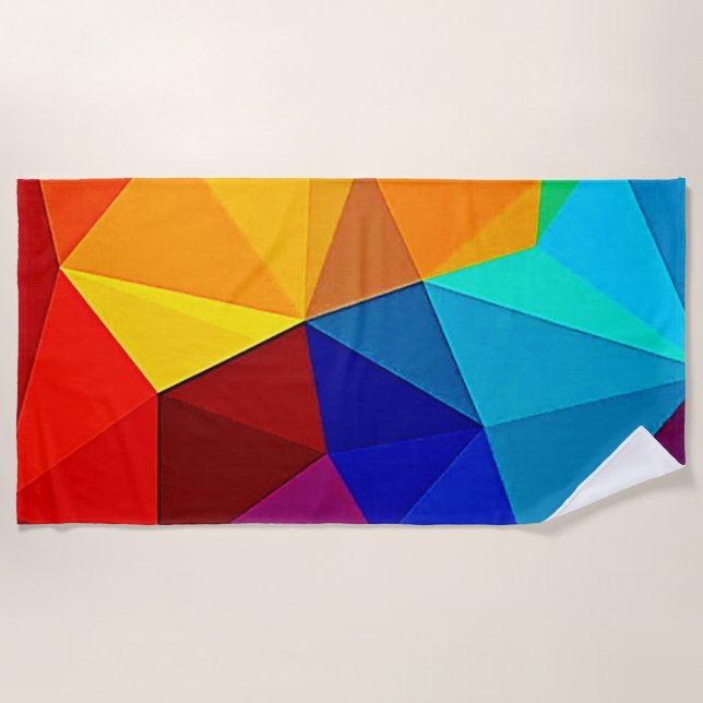 Vibrant Abstract Geometric Flow Design Beach Towel (Front)