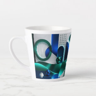 Vibrant Abstract Geometric Shapes Blue And Teal Latte Mug