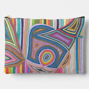 Vibrant Abstract Geometric Striped Pattern Accessory Pouch
