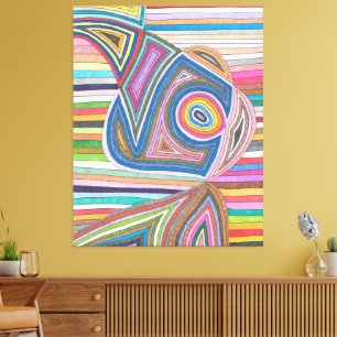 Vibrant Abstract Geometric Striped Pattern Canvas Print