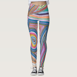 Vibrant Abstract Geometric Striped Pattern Leggings
