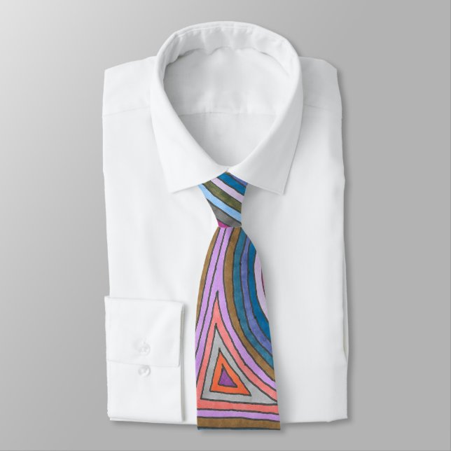 Vibrant Abstract Geometric Striped Pattern Tie (Tied)