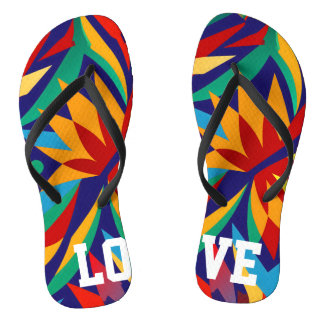 Vibrant Abstract Geometric Tropical Multicolored  Jandals