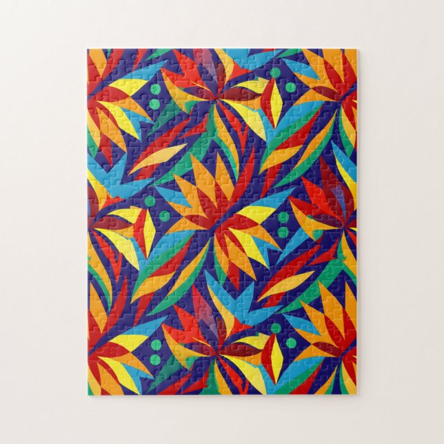 Vibrant Abstract Geometric Tropical Multicolored  Jigsaw Puzzle (Vertical)
