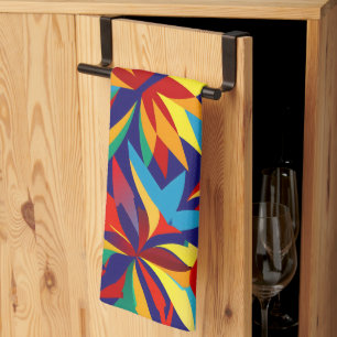 Vibrant Abstract Geometric Tropical Multicolored Tea Towel