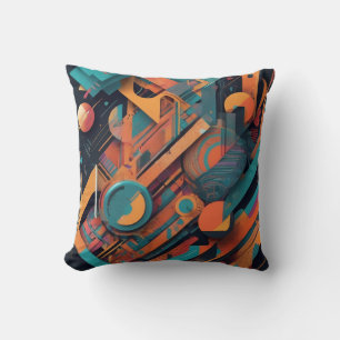 Vibrant Abstract Geometry – Bold Graphic Art with  Cushion