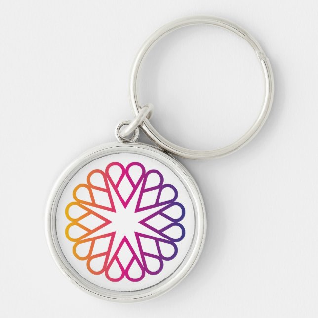 Vibrant Abstract Heart Constellation Kaleidoscope Key Ring (Front)