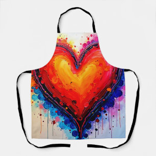 Vibrant Abstract Heart Splash Art Apron
