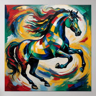 Vibrant Abstract Horse Painting – Colourful Expres Poster