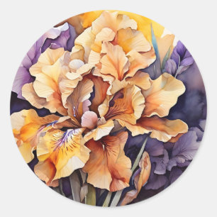 Vibrant Abstract Iris Floral Classic Round Sticker