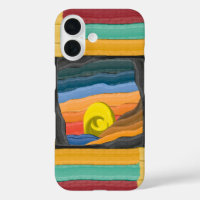 Vibrant Abstract Landscape with Yellow Spiral