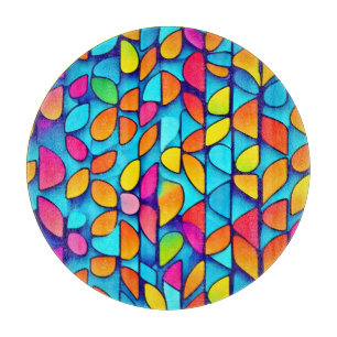 Vibrant Abstract Leaf Burst Cutting Board