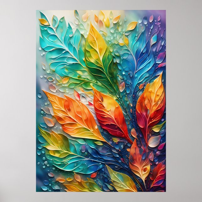 Vibrant Abstract Leaves Poster - Wall Art Print (Front)