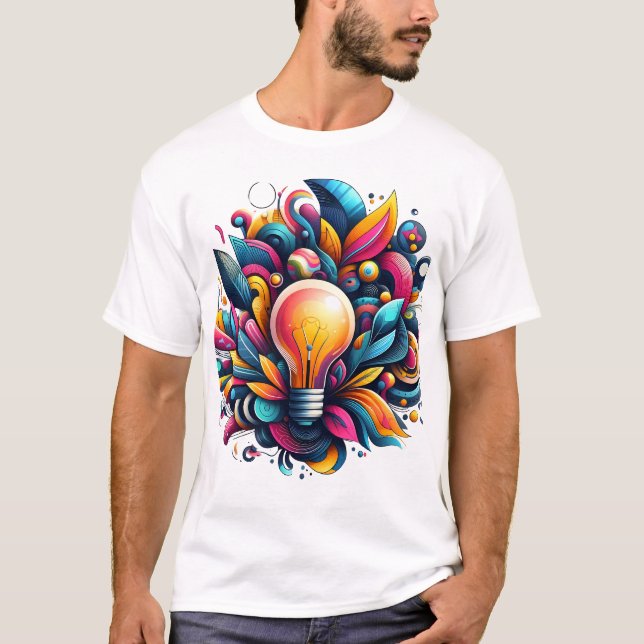 Vibrant Abstract Light Bulb Explosion T-Shirt (Front)