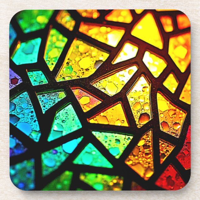 Vibrant Abstract Light Mosaic Design Coaster (Front)