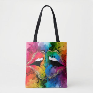 Vibrant Abstract Lips Tote Bag