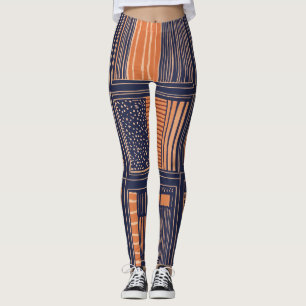 Vibrant Abstract Matisse-Inspired Linocut Leggings