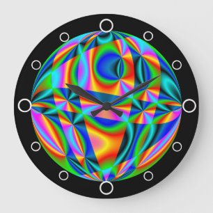 Vibrant Abstract Multicoloured Design Large Clock