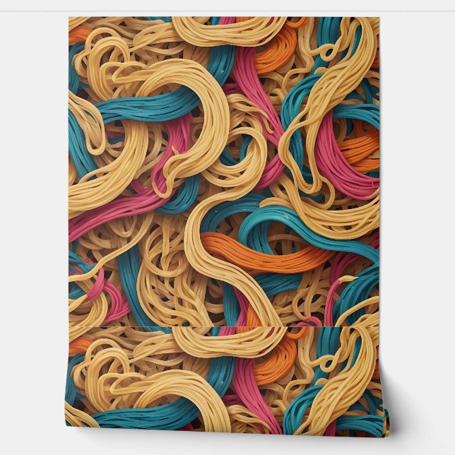 Vibrant Abstract of Noodles with Dynamic Colours Wallpaper (Unrolling)