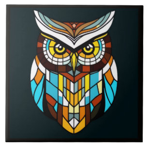 Vibrant abstract owl tile