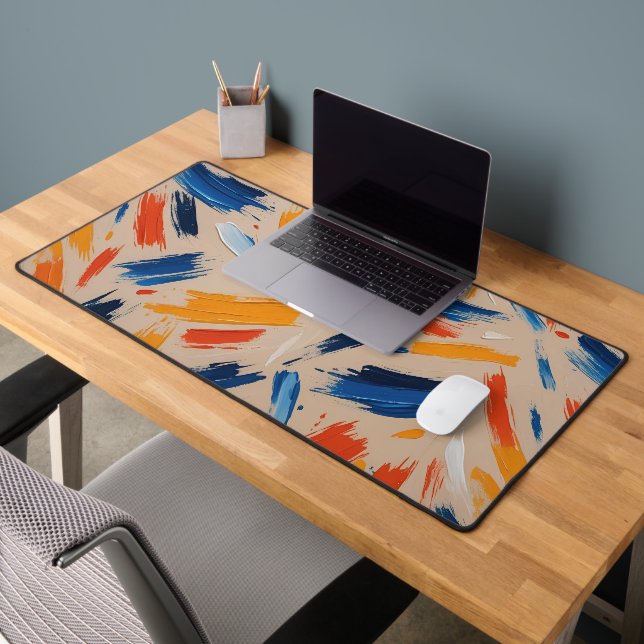 Vibrant Abstract Paint Brush Stroke Desk Mat (Office 2)