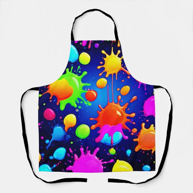 Vibrant Abstract Paint Explosion Apron (Front)