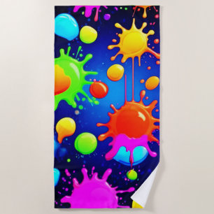 Vibrant Abstract Paint Explosion Beach Towel