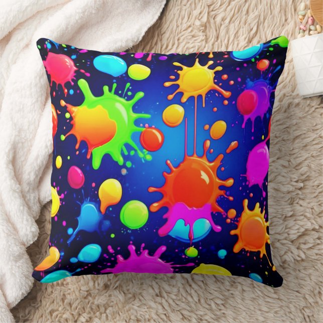 Vibrant Abstract Paint Explosion Cushion (Blanket)
