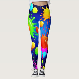Vibrant Abstract Paint Explosion Leggings