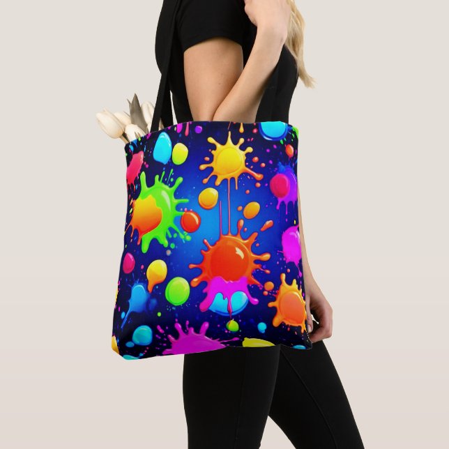 Vibrant Abstract Paint Explosion Tote Bag (Close Up)