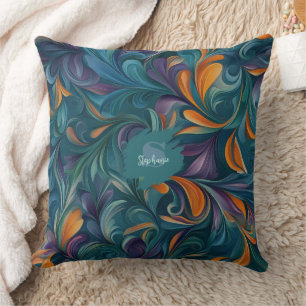 Vibrant Abstract Paisley-Inspired Pattern (2) Cushion