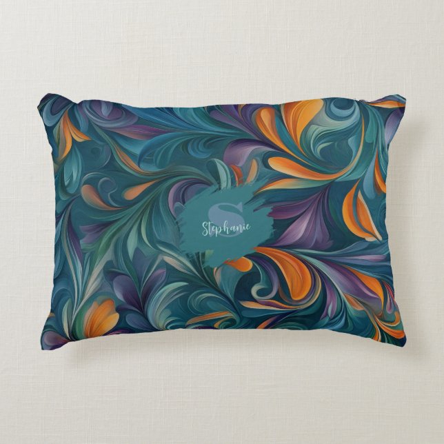 Vibrant Abstract Paisley-Inspired Pattern (2) Decorative Cushion (Front)