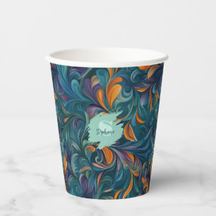 Vibrant Abstract Paisley-Inspired Pattern (2) Paper Cups