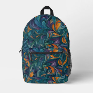 Vibrant Abstract Paisley-Inspired Pattern (2) Printed Backpack