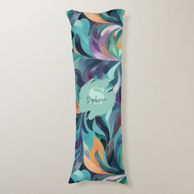 Vibrant Abstract Paisley-Inspired Pattern Body Cushion (Front Vertical)