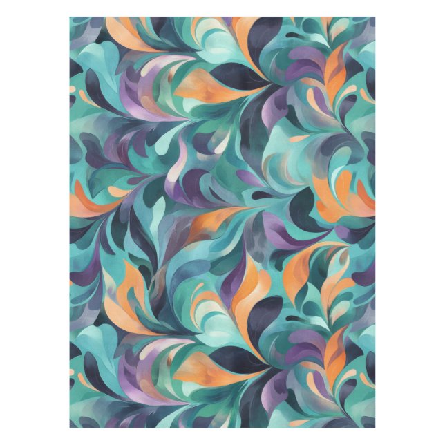 Vibrant Abstract Paisley-Inspired Pattern Tablecloth (Front)