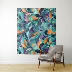 Vibrant Abstract Paisley-Inspired Pattern Tapestry