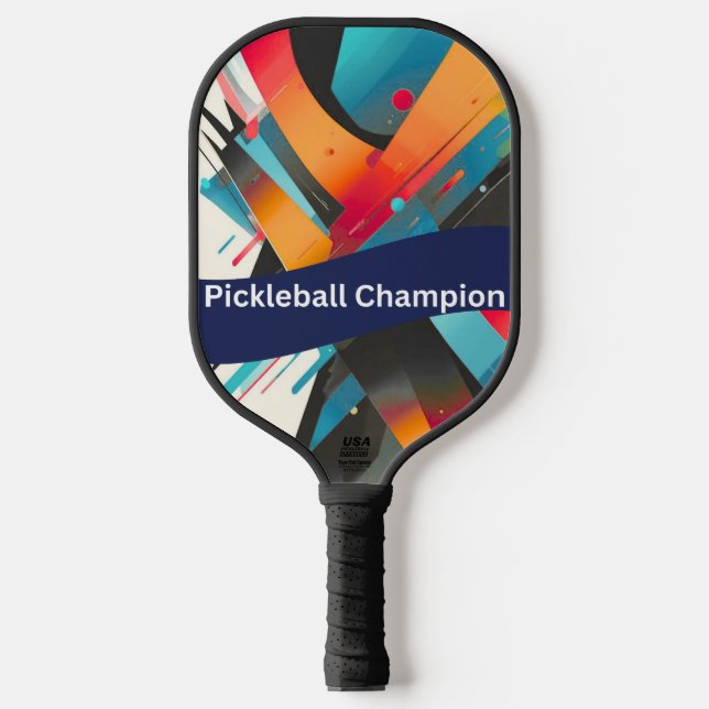 Vibrant Abstract Pickleball Champion Paddle (Front)