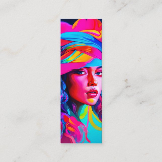 Vibrant Abstract Portrait Bookmark  Mini Business Card (Front)