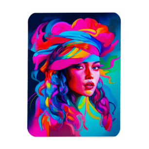 Vibrant Abstract Portrait Magnet