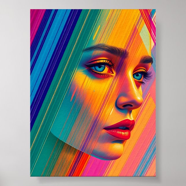 Vibrant Abstract Portrait of a Woman – Retrato Abs Poster (Front)