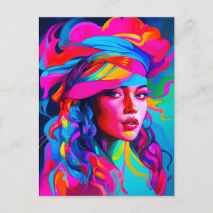 Vibrant Abstract Portrait  Postcard