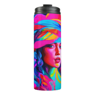 Vibrant Abstract Portrait Thermal Tumbler