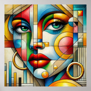 Vibrant Abstract Portrait women  Poster